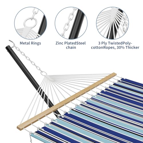 GarveeHome 2 Person Hammock with Stand, Heavy Duty Hammock with Carrying Bag, Soft Pillow, 475 lbs Capacity, Freestanding & Portable for Patio, Garden, Camping, Blue - color: Widen--blue