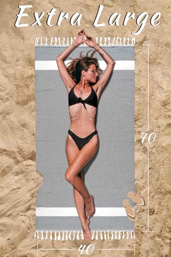cabanana Turkish Beach Towel Oversized - 40"x70" Quick Dry Sand Free Thin Beach Towels for Adults,Extra Large Cotton Lightweigh Travel Towel for Beach Accessories (Diamond Black) - color: Diamond Black
