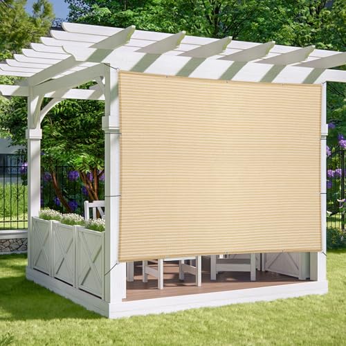 2' x 4' Beige Sun Shade Sail Straight Edge with Grommets UV Block & Water Permeable Canopy Cover for Patio, Garden, Backyard, Yard & Outdoor - color: Beige, size: 2' x 4'