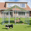 7.5 FT Large Outdoor Dog Kennel with Roof Heavy Duty Dog Kennel House, Galvanized Chain Link Dog Runs Pet Playpen with Waterproof UV-Resistant Cover and Secure Lock - size: 90"×90"×63"