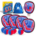 Toss and Catch Ball Set Outdoor Games for Kids, Beginner Toddler Baseball Training Glove Sticky Ball Catch Toys, Beach Pool Yard Games Toys for Kids and Family, Baseball Gift for Boys Girls Ages 3-12