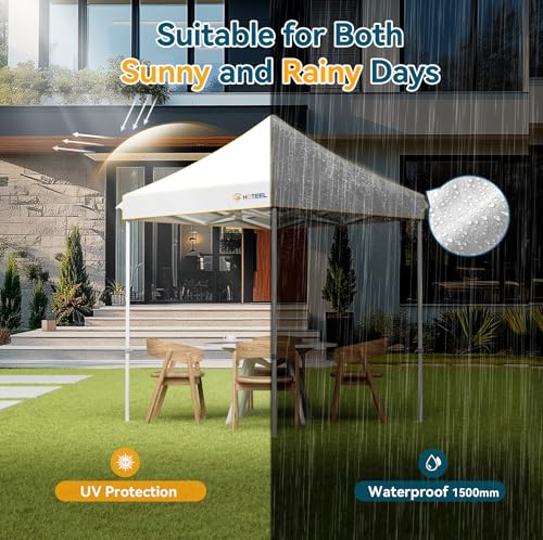 Hoteel 6.6x6.6 Pop Up Canopy Tent Heavy Duty with 4 Sidewalls, Waterproof Party Tent, Easy Set-up Commercial Instant Tents with Hand Bag, Rope & Nail, Hexagonal Leg (1-Year Warranty) - color: White, size: 6.6×6.6 （4 Walls）