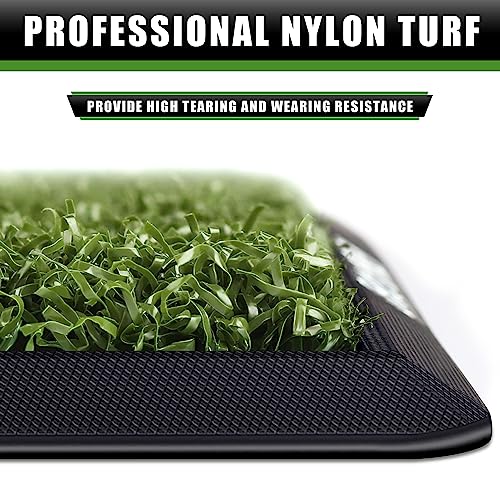 CHAMPKEY Premium Synthetic Turf Golf Hitting Mat | Heavy Duty Rubber Base Golf Practice Mat | Come with 1 Rubber Tee and 9 Plastic Tees - size: M(13" x 17"), style: PRO Version