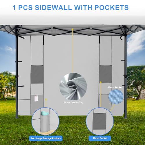 KAMPKEEPER 10x10 Easy Pop Up Canopy Tent with Sidewalls, Instant Outdoor Shade Shelter with Removable 10FT Sun Walls, Quick Setup Waterproof and UV-Resistant(White, 10x10FT with 1 sidewall) - color: White, size: 10x10FT with 1 sidewall