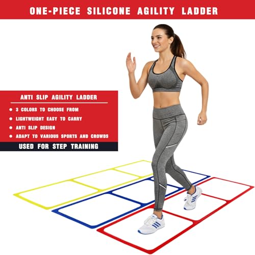 One-Piece Silicone Agile Ladder 1 PC Suitable for Sports & Fitness Step Training Soccer Footwork Practice Street Dance Step Training Auxiliary Kit for Various Indoor and Outdoor Floor Areas - color: Blue