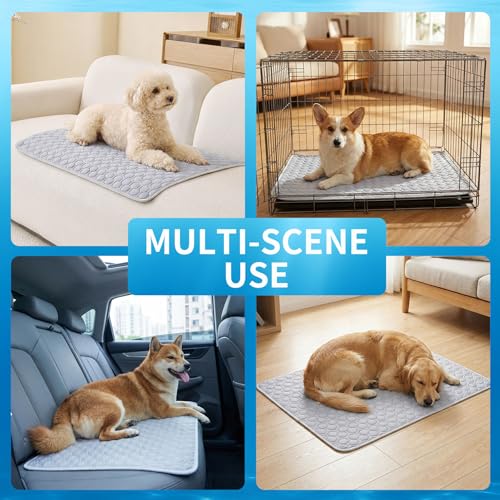 HAOMAIJIA Pet Cooling Mat for Dogs Thick Soft Washable Dog Cooling Mat Indoor Upgrade Waterproof Non-Slip Self Cooling Pad for Dog and Cat (Grey, 26'' x 44'' X-Large) - color: Grey, size: 26'' X 44'' (X-large)