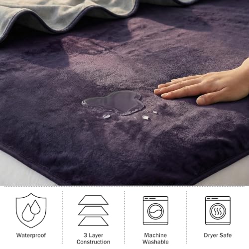 Lavish Home Waterproof Blanket - 80x80 King-Size Blanket for Kids, Pets, and Outdoors - Throw for Bed, Couch, Chair and Car (Purple) - color: Purple