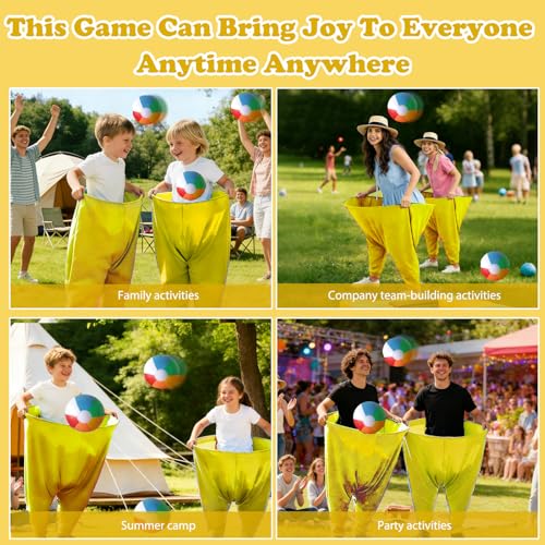Granny Pants Yard Game Set Giant Outdoor Party Activity for Kids and Adults, Big Pants Ball Catching Set with 4 Balloons and Pump, Funny Lawn Activity, Ring Toss Games (Yellow) - color: Yellow