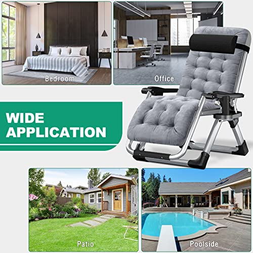 LILYPELLE Zero Gravity Chair, Premium Lawn Recliner Folding Portable Chaise Lounge with Detachable Cushion, Headrest and Cup Holder, Reclining Patio Lounger Chair - color: Light Gray, style: Zero Gravity Chair