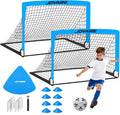 Pro-Grade Kids Backyard Soccer Goal, Tear-Resistant 5-Layer Polyester Soccer Net & 10mm Poles for Maximum Durability, 4x3ft/6x4ft/7x5ft, Pop Up Portable Soccer Training Equipment Set with Size 4 Ball - size: 4 ft x 3ft, style: Blue