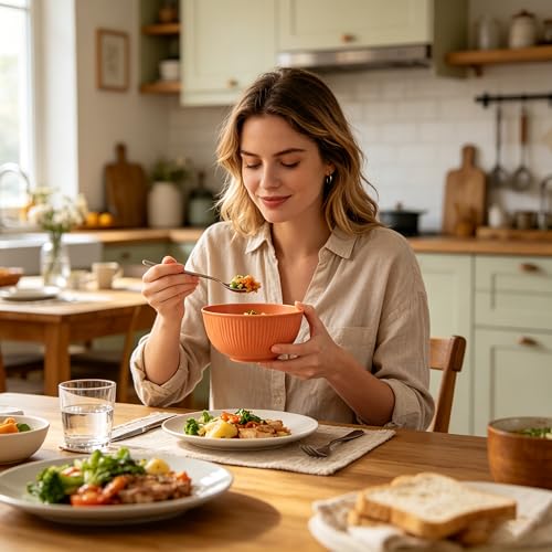 Wheat Straw Cereal Bowls Set of 4, 26 oz Unbreakable Reusable Bowls, Microwave & Dishwasher Safe, Lightweight BPA Free for Soup, Rice, Noodles & Salads (Orange) - color: Orange
