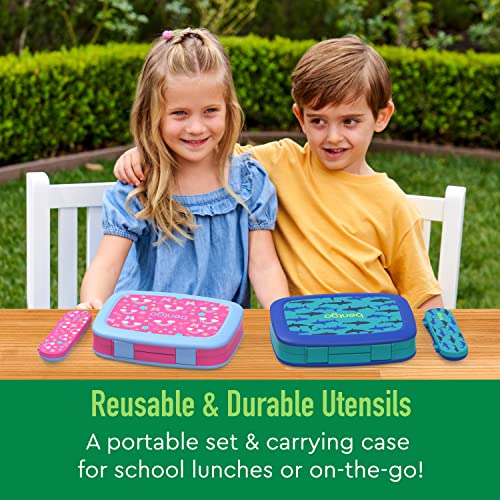 Bentgo Kids Utensil Set - Reusable Plastic Fork, Spoon & Storage Case - BPA-Free Materials, Easy-Grip Handles, Dishwasher Safe - Ideal for School Lunch, Travel, & Outdoors (Safari) - color: Safari