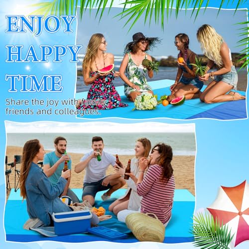 Drydiet Extra Large Beach Blanket Sandproof Waterproof 10 x 9 ft Beach Mat for 2-8 Adults Oversized Quick Drying Outdoor Picnic Blanket Lightweight Sand Free Mat for Travel Camping Hiking(Blue) - color: Blue