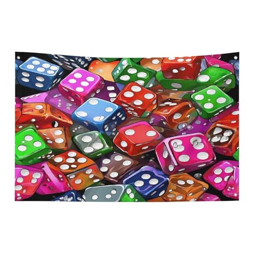 Heavy Duty Weather Resistant Polyester Flags 60x96 In, 4 Sizes Garden Flags for Outside, Games Dice Set Party Banner, Yard Decoration for Outdoor Patio, Entrance & Events - size: 60x96 Inch