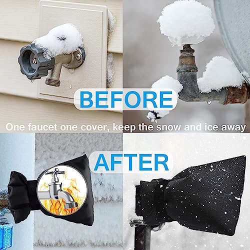 Outdoor Faucet Covers for Winter, Actgan 8.3"H x 6"W Thickened Outside Garden Faucet Socks for Freeze Protection, Reusable Insulated Faucet Covers, 4 Pack, Black - color: 4 Piece 8.3"H x 6"W Black