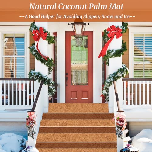 Riare 1 Pack 31 X 80 Inch No Slip Ice and Snow Carpet Mats- Natural Coconut Fiber Carpet for Walkway Safety, Winter Anti-Slip Coco Coir Carpet Runner for Outdoor Front Door Garden Hallway Porch Stairs