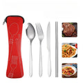 4-piece Cutlery Set, Rust-resistant Stainless Steel Utensils, Suitable for Travel, Camping, Picnics, Work, and Hiking (Red) - color: Red