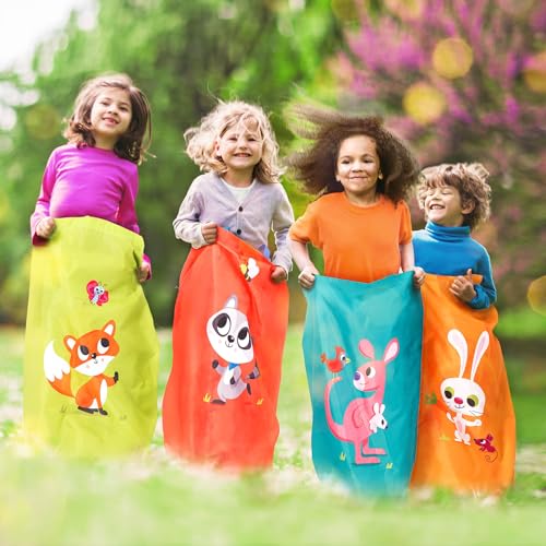 B. toys – 3 Outdoor Games for Kids – Racing Sacks & 3 – Legged Race Bands – Egg – and – Spoon Game – Birthday Party Games – 5 Years + – Outdoor Games Galore - style: Outdoor Racing Games