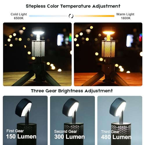 Telescopic Camping Lights,Portable Camping Lantern with Storage Bag,10500mAh Rechargeable Outdoor Adventure Emergency Light,Waterproof LED Work Lights with Magnetic (Light Green) - color: Light Green