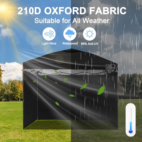 KAMPKEEPER Instant 10X10 Canopy Sidewalls with Zipper for Pop Up Canopy Frame, 3Pack Sunwalls fit 10' Outdoor Canopies with Straight Leg (Black) - color: Black