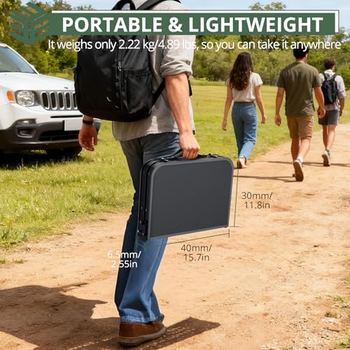 EYPINS Folding Camping Table Portable - Pure Black Aluminum 22.8x15.7'',3 Height Adjustable Small Outdoor Folding Table,Waterproof Lightweight Table with Carry Handle for Picnic,Cooking,BBQ,Beach - color: Pure Black, size: 22.8x15.7x 27.5 Inch