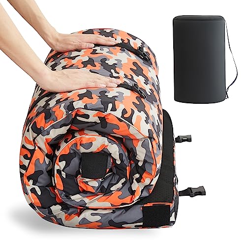 HomeMate CertiPUR-US Memory Foam Camping Mattress Pad Portable Roll Up Mattress for Adults Sleeping Mat Cot Mattress Pad - color: Orange, size: Cot / 72*24*3
