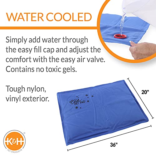 K&H Pet Products Coolin' Pet Pad Dog Mat, Portable Dog Cooling Mat for Travel or in Home, Perfect for Carriers, Crates, Outdoor Houses, Yards, Porches, Pet Beds & More - Large 36 X 20in Chill Blue - size: Large (20 x 36 in)