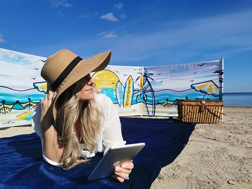 Premium 20 ft Beach Windscreen, Privacy Screen, Wind Blocker Free Rubber Mallet and Carry Bag Included (Beach Scape) - color: Beach Scape