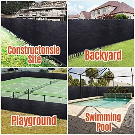 180GSM 5ft x 25ft Fence Privacy Screen Heavy Duty Fence Cover Garden Wall Backyard Black - color: Black, size: 5'x25'
