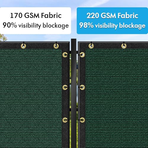 UPGRADE Privacy Screen Fence 4' x 50' Commercial 220GSM Fence Panel with Brass Grommets Heavy Duty Perfect for Outdoor Back Yard, Dark Green Customizable - color: Dark Green, size: 0 4' x 5 0' 220 GSM