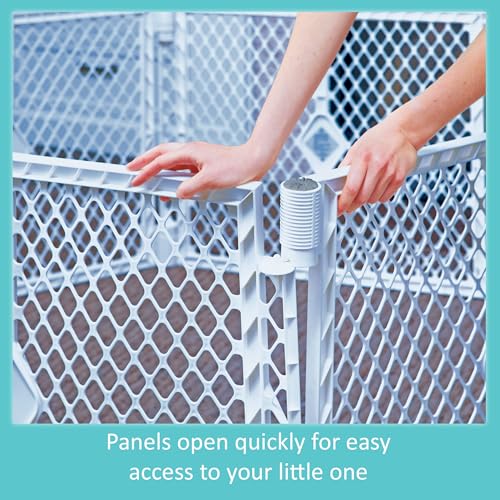 Toddleroo by North States - Superyard Baby Play Yard: Freestanding 6 Panel Baby Playpen - Indoor or Outdoor Use - Made in USA - Encloses Up to 18.5 Square Feet - 26 Inches Tall - Pink - color: Light Pink, size: 26 Inch