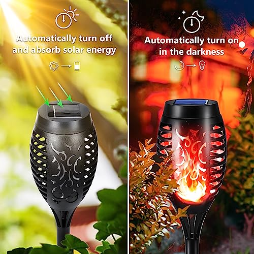 Toodour Solar Torch Flame Lights, 12 Pack Solar Lights Outdoor with Flickering Flame, Waterproof Patio Light Landscape Decoration Lighting for Garden, Lawn, Yard, Outdoor Decorations - Red - color: Red, size: 12 Pack