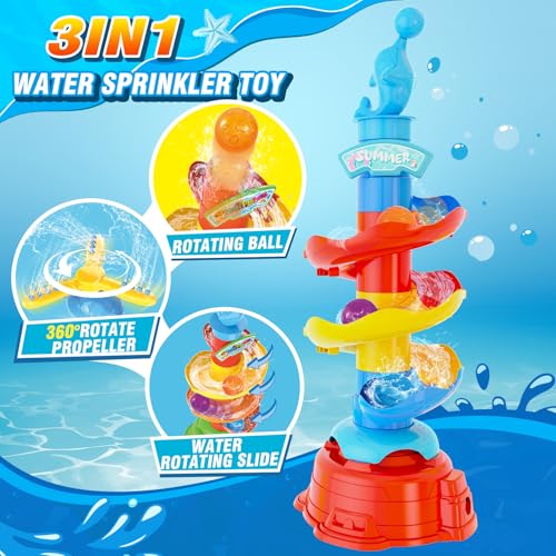 Skirfy Water Sprinkler for Kids,3 in 1 Water Toys for Boys Girls,Catch Ball Game,Outdoor Play Summer Pool Party,Outside Toys,Lawn Backyard,Garden Game Toy for Kids Ages 3 4 5 6 7 8