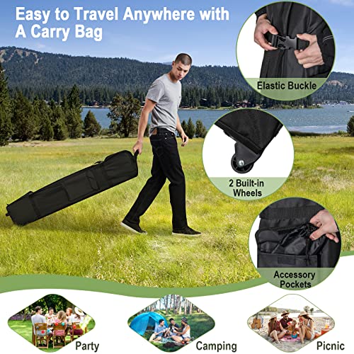 Tangkula 10x10 Ft Pop Up Canopy, Easy Set-up Outdoor Canopy with Center Lock, Wheeled Carry Bag, Double Vented Roof, 8 Stakes, 4 Ropes, Portable Folding Instant Tent Shelter for Camping (Black)