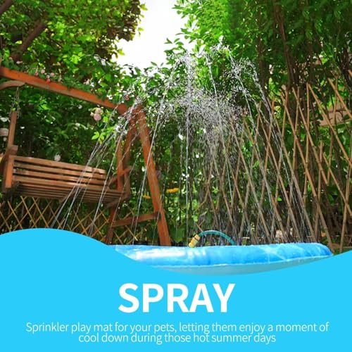 All for Paws Dog Splash Pad Sprinkler Mat – Non‑Slip Summer Cooling Pool for Dogs, Thickened PVC Outdoor Wading Pad to Play, 51 Inch, Large - size: Large 51in