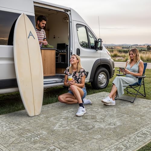 GENIMO Outdoor & Indoor Area Rug 8'x10', Waterproof, Non-Shedding, Easy Cleaning, Boho Mat for Patio, Living Room, Balcony, Dining Room, RV, Deck, Bedroom, Camping, Outside Carpet,Coffee Beige - color: Coffee Beige, size: 8' x 10' (Rectangular)