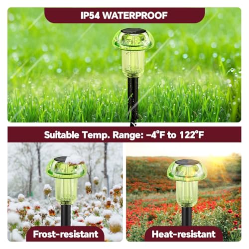 St Patricks Day Solar Pathway Lights Outdoor Decorative 4 Pack, Green LED Mushroom Solar Lights Outdoor Waterproof Solar Powered Easter Decor for Patio, Valentines Day Halloween Christmas Garden Decor - color: 4-Pack Light Green