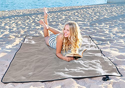 BRAWNTIDE Large Outdoor Waterproof Blanket - Extra Thick Fleece, Warm, Windproof, Sandproof, Quilted, 82" x 55", Ideal for Beaches, Picnics, Camping, Stadiums, Dogs, Car - color: Black
