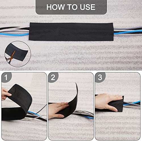 Syhood Cord Cover Floor Cable Protector Carpet Wire Cover Floor Cable Management for Office Carpet Organized and Protect(4 Inch X 100 Feet,Black) - color: Black, size: 4 Inch X 100 Feet