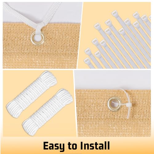 SUNNY GUARD 90% Shade Cloth 4/6/8/10/12 FT Sun Shade Screen Fabric Shade Cover Tarp with Grommets for Pergola Backyard Garden, 6' x 10', Sand - color: Sand, size: 0 6'×1 0'