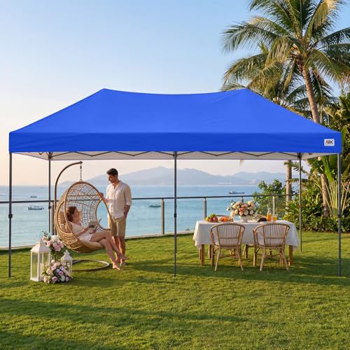ABCCANOPY 10x20 Pop Up Canopy Tent, Easy Setup Instant Shelter with Wheeled Bag, Heavy Duty Outdoor Canopy for Beach, Market, Backyard, UV Protection, Outdoor Weather Protection (Royal Blue, 10x20) - color: Royal Blue, size: 10x20