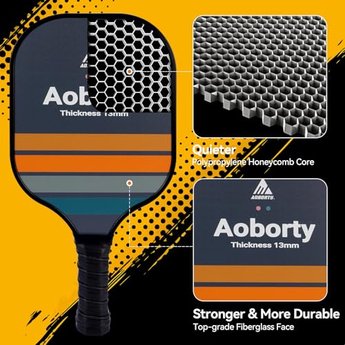 AOBORTY Pickleball Paddles 4 Pack - USAPA Light Graphite Premium Rackets Fiber Face & Polymer Honeycomb Core Pickleball Set with 4 Outdoor Indoor Balls Including Portable Carry Bag - color: Black and Grey