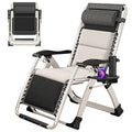 ABORON Padded Zero Gravity Chair,Premium Outdoor Lawn Folding Lounge Chairs,Sturdy Adjustable Reclining Patio Chairs with Headrest & Tray - color: Ivory White