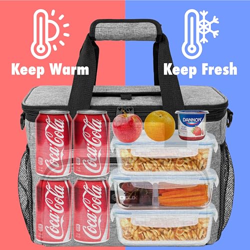 OPUX Soft Cooler Bag, Insulated Collapsible Lunch Cooler Tote for Men Work Camping Beach Travel, Portable Soft Sided Leakproof Waterproof Large Lunch Bag Box with Shoulder Strap 30 Cans, Heather Gray - color: Heather Gray, size: 30 Cans