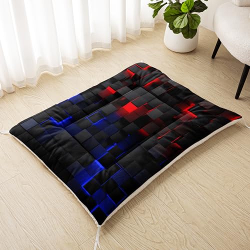 Nttopship Dog Cat Bed Mat Ultra Soft Fluffy Pet Bed Washable Fashion Dog Crate Beds Comfy Comfy Pet Sleeping Pad Suitable for Pet Raised Bed(30"x26",Red Blue) - color: Red Blue, size: Medium