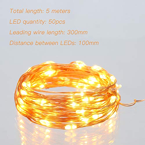 Ariceleo Led Fairy Lights Battery Operated, 2 Packs Mini Battery Powered Copper Wire Starry Fairy Lights for Bedroom, Christmas, Parties, Wedding, Centerpiece, Decoration (5m/16ft Warm White) - color: Warm White, size: 2 Pack