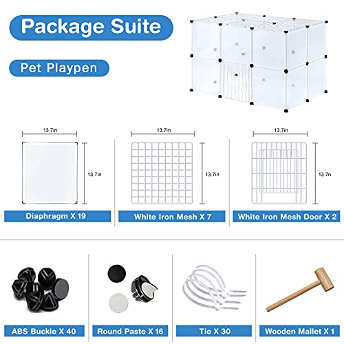 BRIAN & DANY Pet Playpen Indoor, Small Animal for Kitten Playpen, Guinea Pig Hedgehog Cages, Play Pen for Hamster Rabbit Bunny Clear Enclosure Fence, 13.8 X 13.8 inches, 28 Panels - style: 41.3"L x 27.5"W x 27.5"H