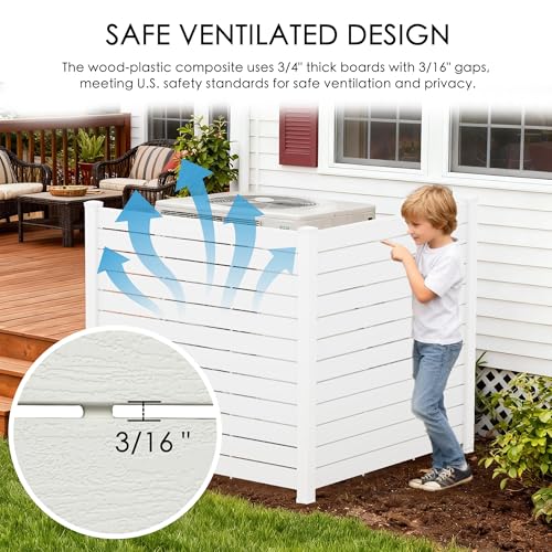Kozyard 50" W x 48" H Outdoor Privacy Screens Aluminum Post, Air Conditioner Fence Panels, Pool Equipment Enclosure, Trash Can Screens Fence Kit for Outside Backyard Patio (White/3 Panels) - color: White/3Panels