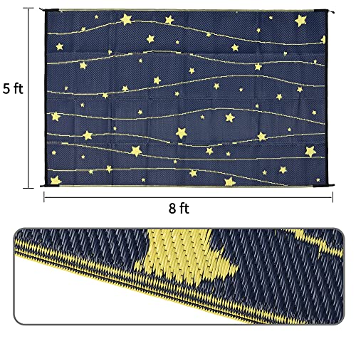 Boulder Bee Outdoor Rugs | Plastic Straw Rug | Waterproof Outdoor Camping Rugs | Quick Drying Picnic Rug | Sand Free Reversible Beach Mats | 5 x 8 Feet | 2.7 lb - color: Dark Blue, size: 5*8 Feet