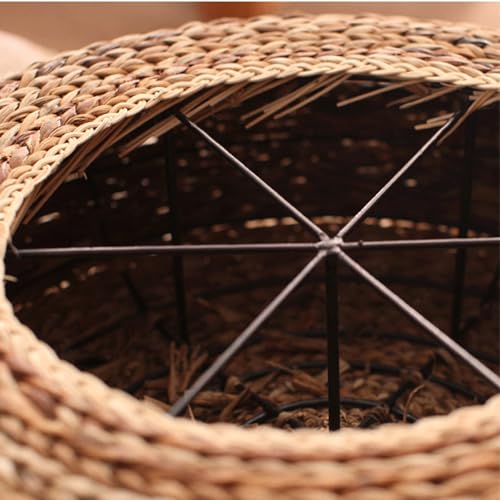 Round Woven Floor Pillow,Straw Flat Seat Cushion,Handmade Floor Pouf Mat,Natural Seat Cushion Boho Living Room Decor(Size:Large,Color:Style 1) - color: Style 1, size: Large